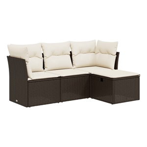 Afuera Living Contemporary Synthetic Poly Rattan 4 Piece  Sofa Set in Brown