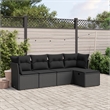 Afuera Living Contemporary Synthetic Poly Rattan 5 Piece  Sofa Set in Black