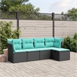 Afuera Living Contemporary 5 Piece Poly Rattan Sofa Set in Black