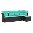 Afuera Living Contemporary 5 Piece Poly Rattan Sofa Set in Black