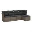 Afuera Living Contemporary 5 Piece Poly Rattan Small Sofa Set in Gray