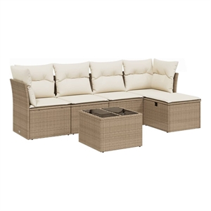 Afuera Living 6 Piece Poly Rattan Large Sofa Set in Cream/Beige