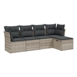 Afuera Living Contemporary Synthetic Poly Rattan 5 Piece Sofa Set in Gray