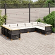 Afuera Living Contemporary Synthetic Poly Rattan  Sofa Set in Black/Cream