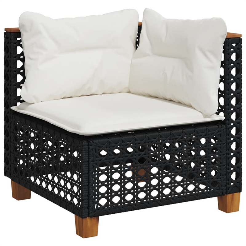Afuera Living Contemporary Synthetic Poly Rattan  Sofa Set in Black/Cream
