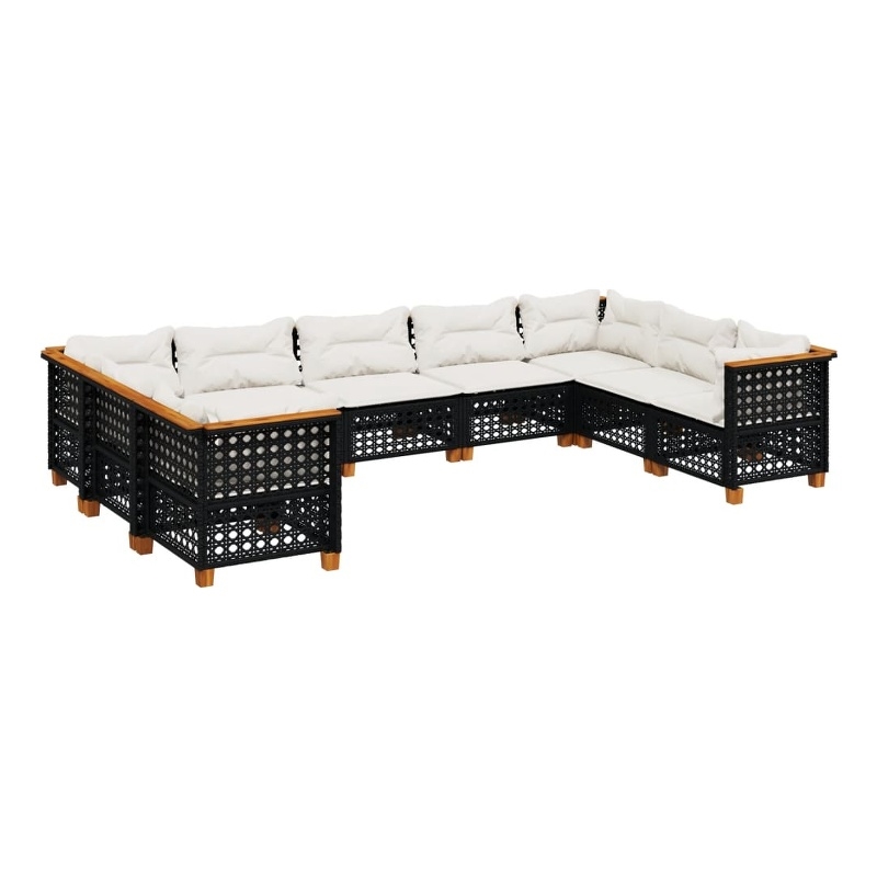 Afuera Living Contemporary Synthetic Poly Rattan  Sofa Set in Black/Cream