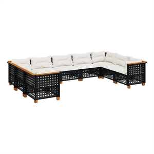 Afuera Living Contemporary Synthetic Poly Rattan  Sofa Set in Black/Cream