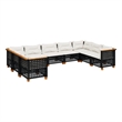 Afuera Living Contemporary Synthetic Poly Rattan  Sofa Set in Black/Cream