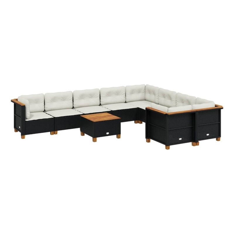 Afuera Living Contemporary 10 Piece Poly Rattan Sofa Set in Black