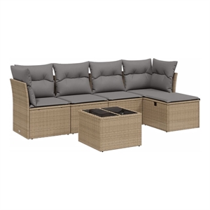 Afuera Living Contemporary 6 Piece Steel Sofa Set in Gray/Beige