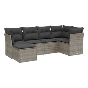 Afuera Living Contemporary 6 Piece Poly Rattan Large Sofa Set in Gray