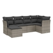 Afuera Living Contemporary 6 Piece Poly Rattan Large Sofa Set in Gray