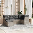 Afuera Living Contemporary Synthetic Poly Rattan 6 Piece  Sofa Set in Gray