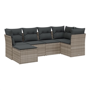 Afuera Living Contemporary Synthetic Poly Rattan 6 Piece  Sofa Set in Gray