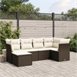 Afuera Living Contemporary 6 Piece Poly Rattan Medium Sofa Set in Brown