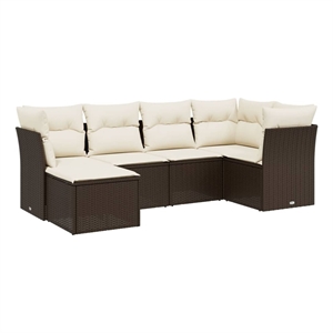 Afuera Living Contemporary 6 Piece Poly Rattan Medium Sofa Set in Brown