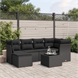 Afuera Living Contemporary 7 Piece Poly Rattan Large Sofa Set in Black