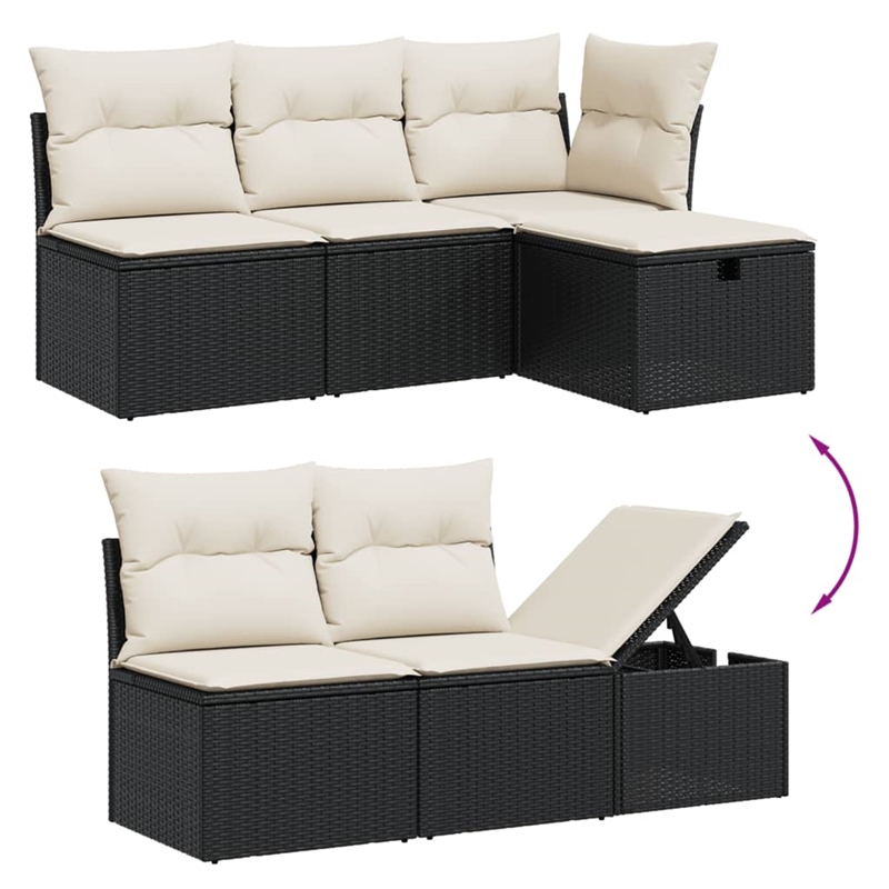 Afuera Living Contemporary 7 Piece Poly Rattan Sofa Set in Black