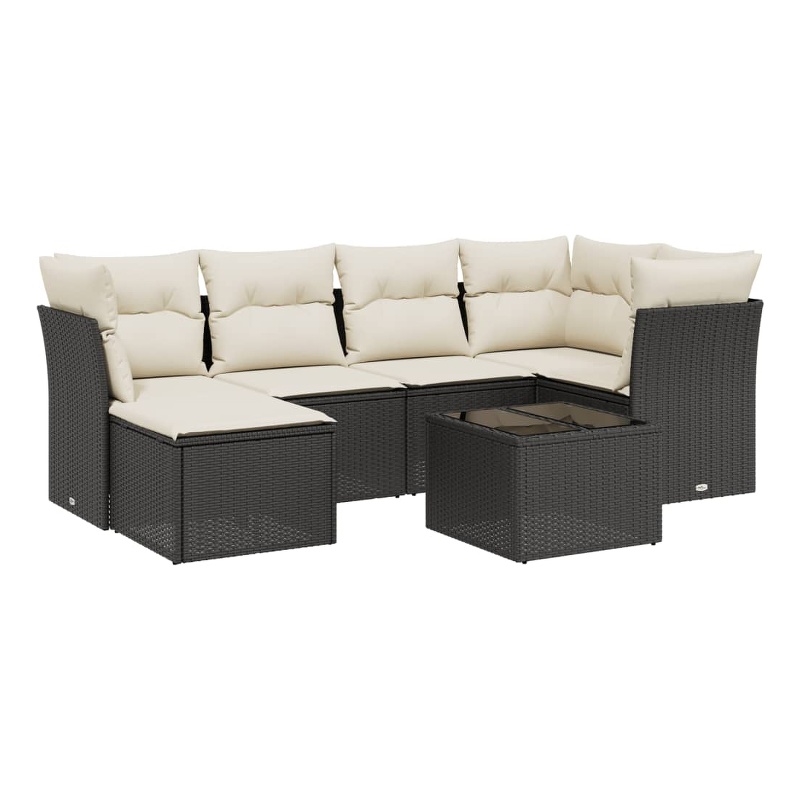 Afuera Living Contemporary 7 Piece Poly Rattan Sofa Set in Black