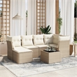 Afuera Living Contemporary 7 Piece Poly Rattan Large Sofa Set in Beige