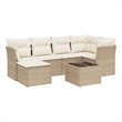 Afuera Living Contemporary 7 Piece Poly Rattan Large Sofa Set in Beige