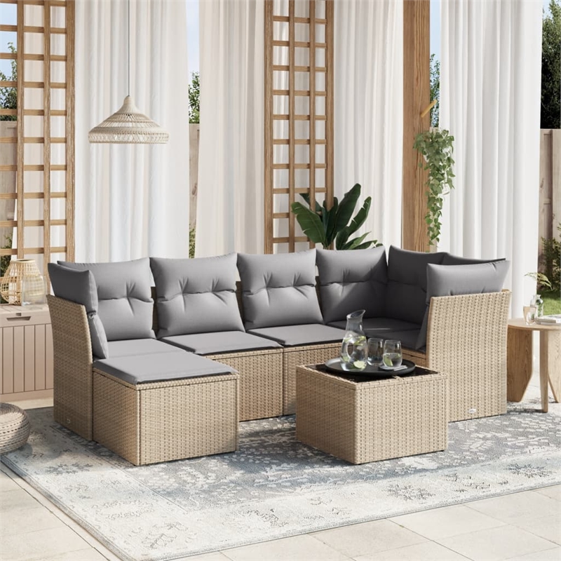 Afuera Living Contemporary Poly Rattan Sofa Set in Brown/Beige
