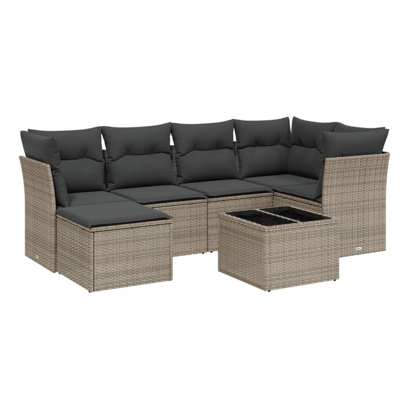 Afuera Living Contemporary Synthetic Poly Rattan 7 Piece  Sofa Set in Gray