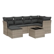 Afuera Living Contemporary Synthetic Poly Rattan 7 Piece  Sofa Set in Gray