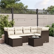 Afuera Living Contemporary 7 Piece Poly Rattan Sofa Set in Brown