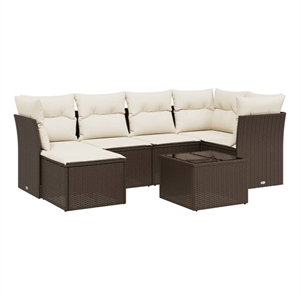 Afuera Living Contemporary 7 Piece Poly Rattan Sofa Set in Brown
