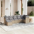 Afuera Living Contemporary 7 Piece Poly Rattan Large Sofa Set in Beige