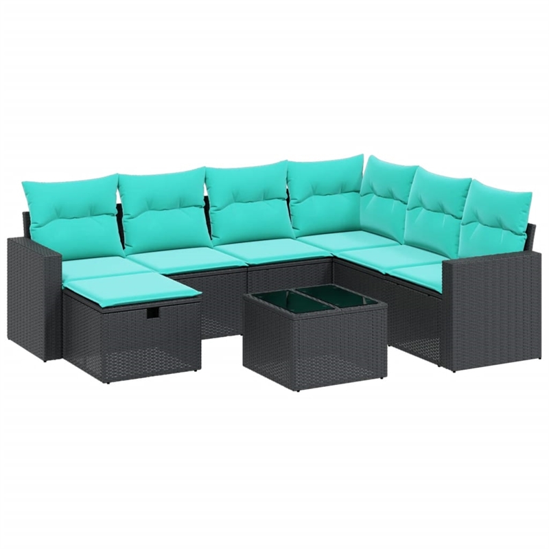 Afuera Living Contemporary 7 Piece Poly Rattan Sofa Set in Beige