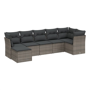 Afuera Living Contemporary 7 Piece Poly Rattan Sofa Set in Gray