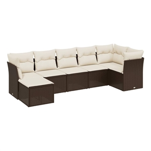 Afuera Living Contemporary 7 Piece Poly Rattan Large Sofa Set in Brown