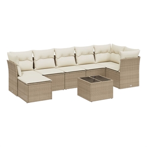 Afuera Living 8 Piece Poly Rattan Standard Sofa Set in Beige