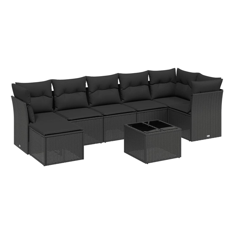 Afuera Living Contemporary 8 Piece Poly Rattan Sofa Set in Black