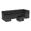 Afuera Living Contemporary 8 Piece Poly Rattan Sofa Set in Black