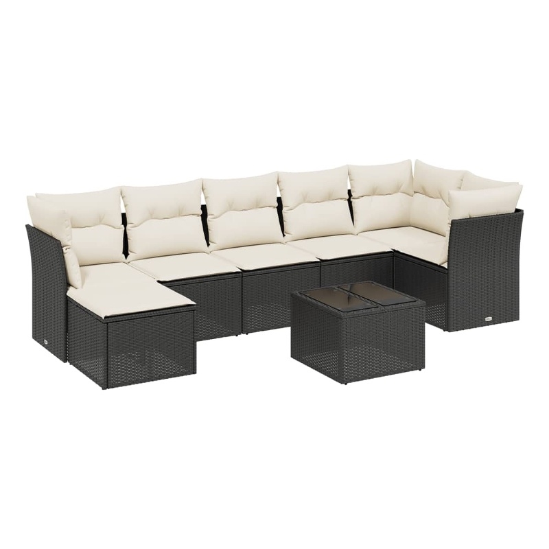 Afuera Living Contemporary 8 Piece Poly Rattan Large Sofa Set in Black