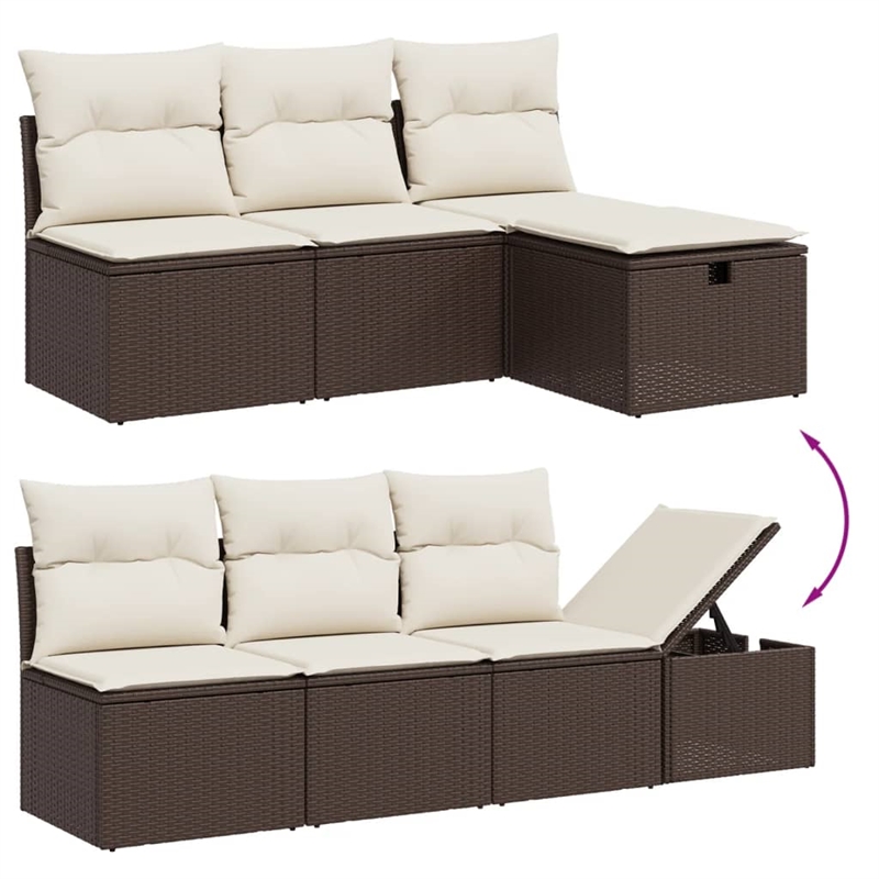 Afuera Living Contemporary 8 Piece Poly Rattan Large Sofa Set in Brown