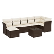 Afuera Living Contemporary 8 Piece Poly Rattan Large Sofa Set in Brown