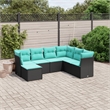 Afuera Living Contemporary 7 Piece Poly Rattan Sofa Set in Black