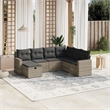 Afuera Living Contemporary 7 Piece Poly Rattan Sofa Set in Gray