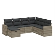 Afuera Living Contemporary 7 Piece Poly Rattan Sofa Set in Gray