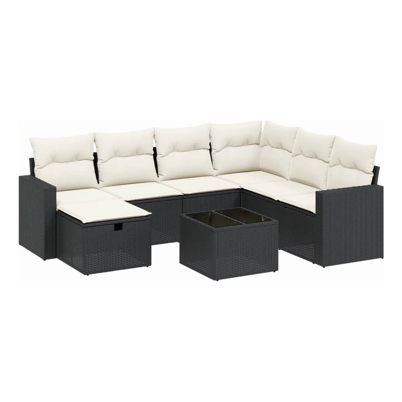 Afuera Living Contemporary 8 Piece Poly Rattan Sofa Set in Black