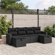Afuera Living Contemporary 6 Piece Poly Rattan Large Sofa Set in Black