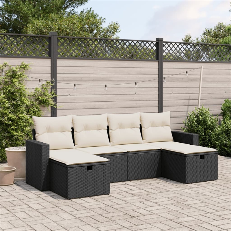 Afuera Living Contemporary Poly Rattan Large Sofa Set in Black