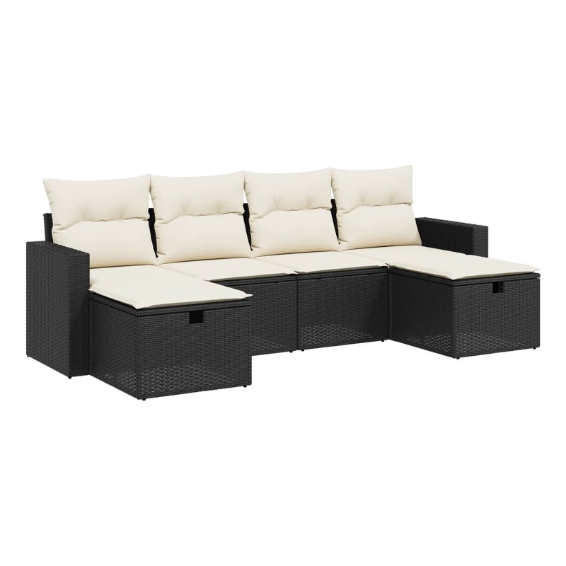 Afuera Living Contemporary Poly Rattan Large Sofa Set in Black