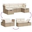 Afuera Living Contemporary 6 Piece Poly Rattan Large Sofa Set in Beige