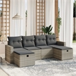 Afuera Living Contemporary 6 Piece Poly Rattan Large Sofa Set in Gray