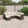 Afuera Living Contemporary 7 Piece Poly Rattan Large Sofa Set in Brown